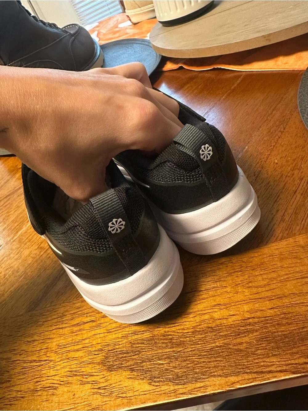 Nike Kids Black and White Velcro Athletic Sneakers
